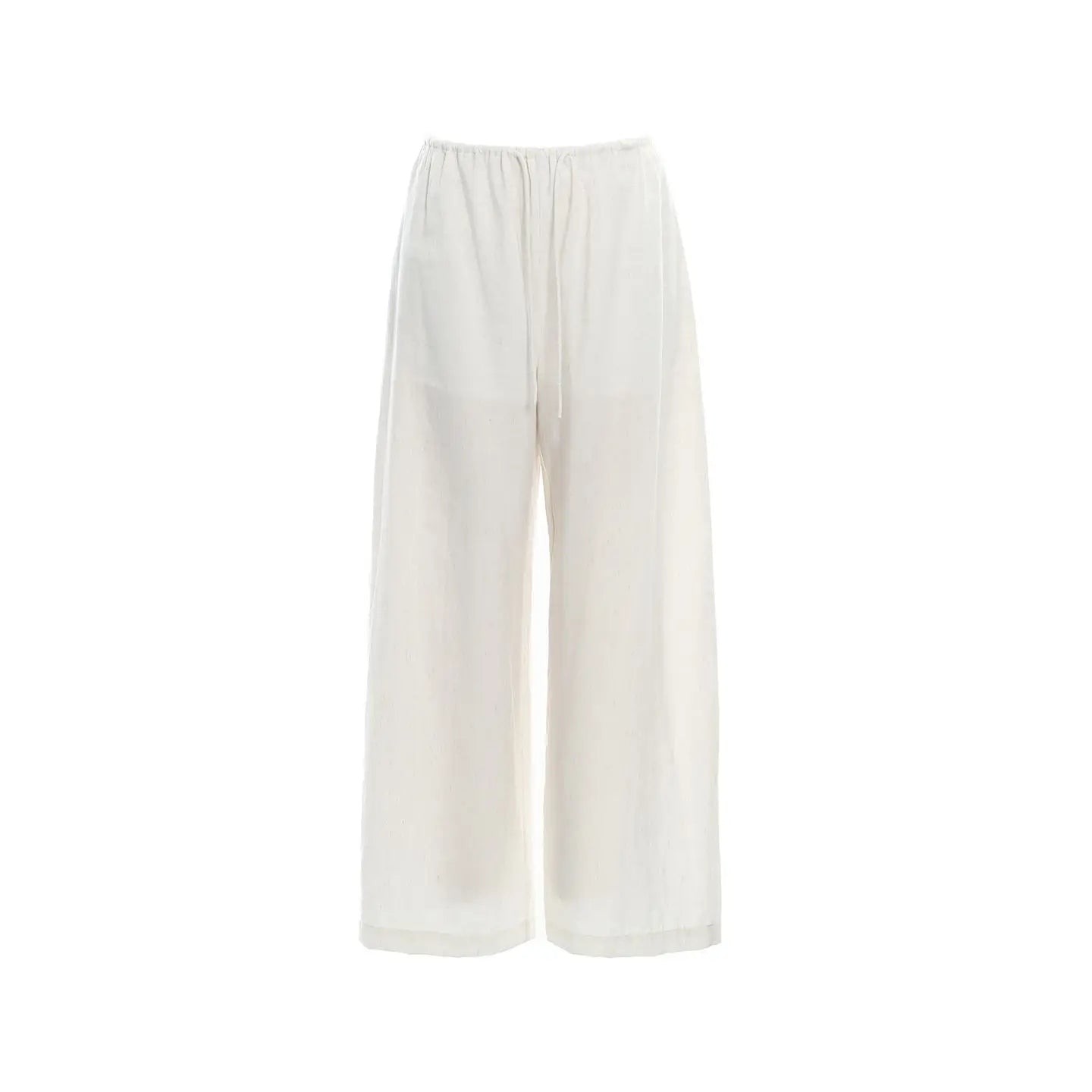 Loose wide-leg pants, classic style, drapey floor-length with drawstring, versatile thin linen straight casual pants for women
