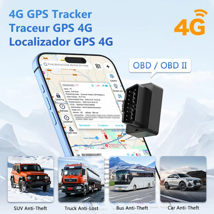 4G OBD GPS Tracker Auto Truck Car OBD II Vehicle GPS Locator Plug Play OBD2 Car GPS Tracking Device Free APP Car Anti-Theft