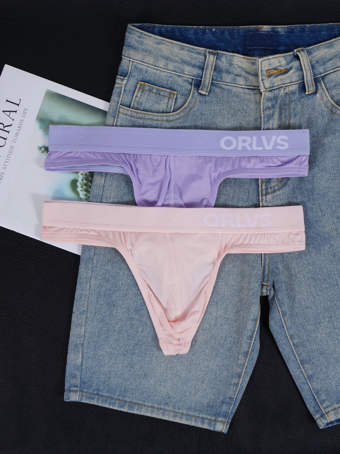 3 PCS Men's ORLVS Ice Silk Modal Thongs Soft Breathable Low Rise Comfortable Underwear