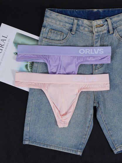 3 PCS Men's ORLVS Ice Silk Modal Thongs Soft Breathable Low Rise Comfortable Underwear