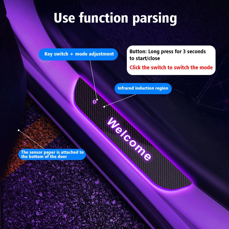 Carbon fiber For CHANGAN CS55 CS75 Plus CS35 CX70 Customized Car Welcome Door illuminated Sill Light Logo LED Car Pedal Lamp