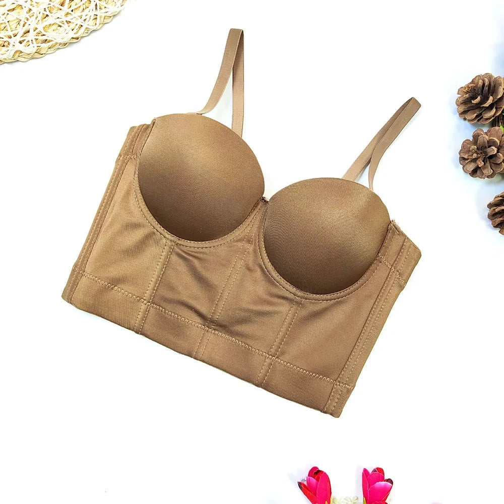 SXTHAENOO Summer 8 colors Fashion Mesh Push Up Bralet Women's Corset Simple Bustier Bra Night Club Party Sexy Cropped Top Vest