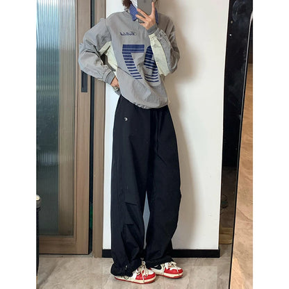 American Lazy Casual Parachute Embroidery Sweatpants Women's Spring Summer 2025 New Slimming Drape Loose Work Trousers