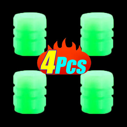 1-16Pcs Luminous Car Tire Valve Caps Fluorescent Night Glowing Valve Cover Green Dustproof Tyre Valve Stem Caps Auto Accessories