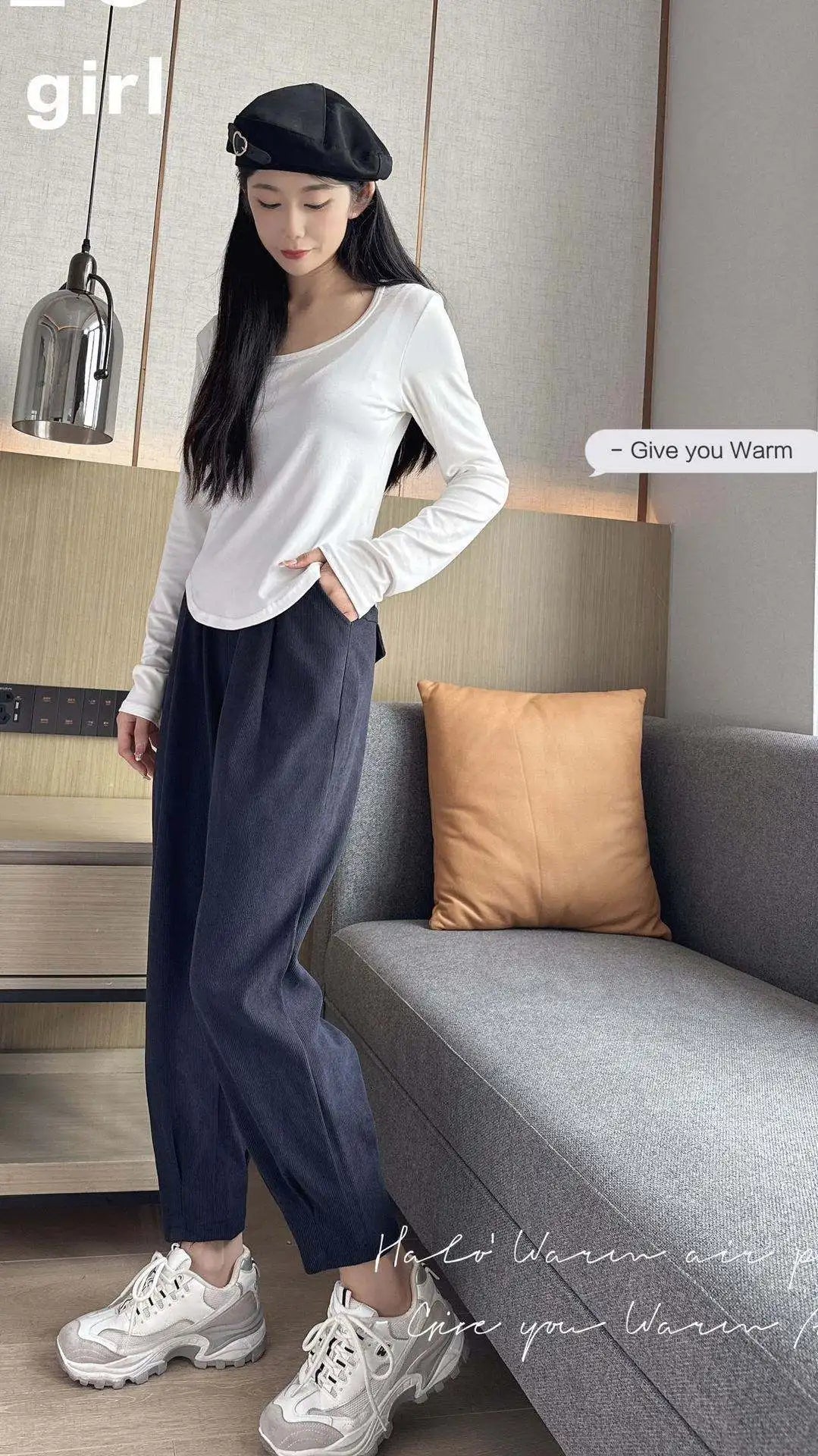 Autumn Winter High Waist Loose Thickened Fleece Harlan Pants Women's Casual Trousers Carrot Style Comfortable Loose Fit