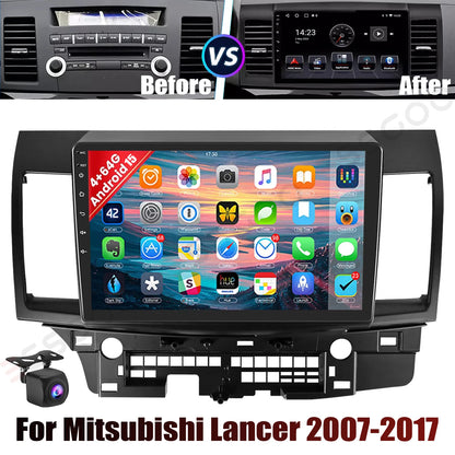 10" Android 15 Car GPS Car Stereo Radio For 2008-2017 Mitsubishi Lancer Apple Carplay 4+64G IPS Touch Screen WiFi GPS BT+DVR&CAM