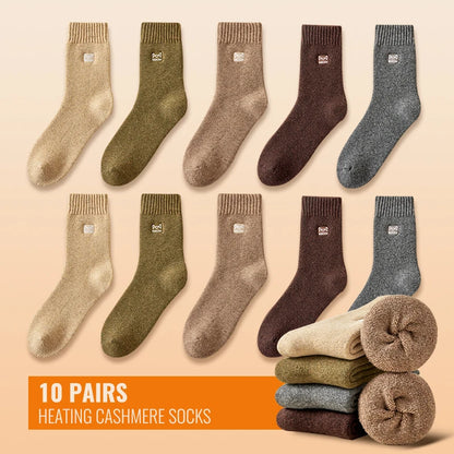 MiiOW Merino Wool Socks Cold Resistant Men Winter Thicken Heated Sock Cashmere Long Sock Snow Boots Retro Brown Warm Towel Socks