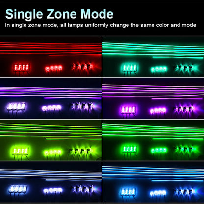 18 in 1 Dual Zone Symphony LED Car Ambient Lights RGB 64 Colors Interior Rainbow Acrylic Strip Neon Atmosphere Lighting Kit App