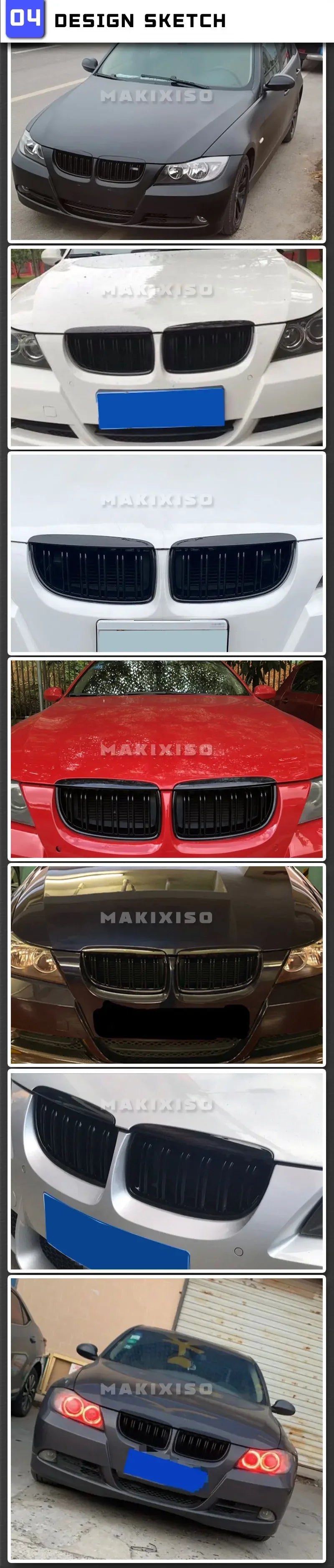 Car Front Bumper Grille Black Grille Abs Fit For Bmw 3 Series E90 E91 2005 2006 2007 2008