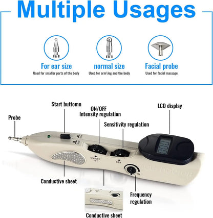 Electronic Acupuncture Pen Point Detector Acupressure Massage Electric Acupuncture Meridian Pen
