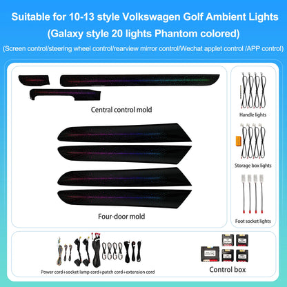 Custom Ambient Lighting Kit for 2010-2025 VW Golf MK6/7/7.5/8/8.5 1:1 OEM Mold Dashboard Four Door Panel Decoration Atmosphere