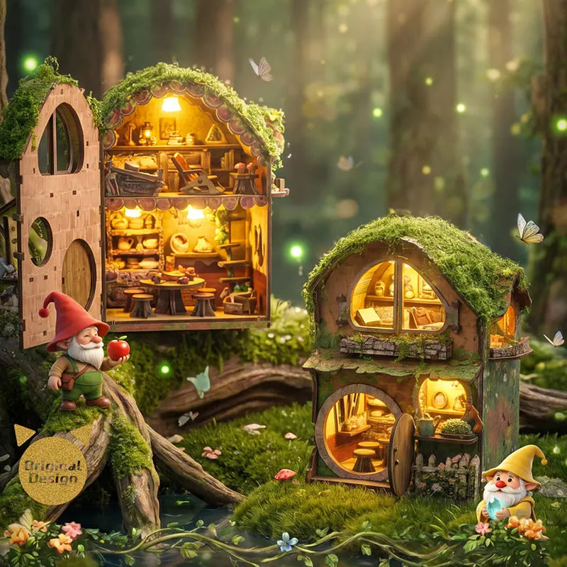 DIY Miniature House Kit Wooden Dollhouse with LED Light Handmade 3D Puzzle Model Building for Friends Birthday Gifts Home Decor