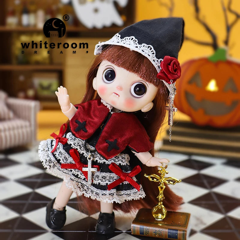Ob11 Bjd Doll Dolls For Girl 14cm Halloween Collectible Limited Edition Dress Bloody Makeup Cute Christmas Gift Pig Boy Magician