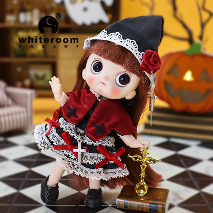 Ob11 Bjd Doll Dolls For Girl 14cm Halloween Collectible Limited Edition Dress Bloody Makeup Cute Christmas Gift Pig Boy Magician