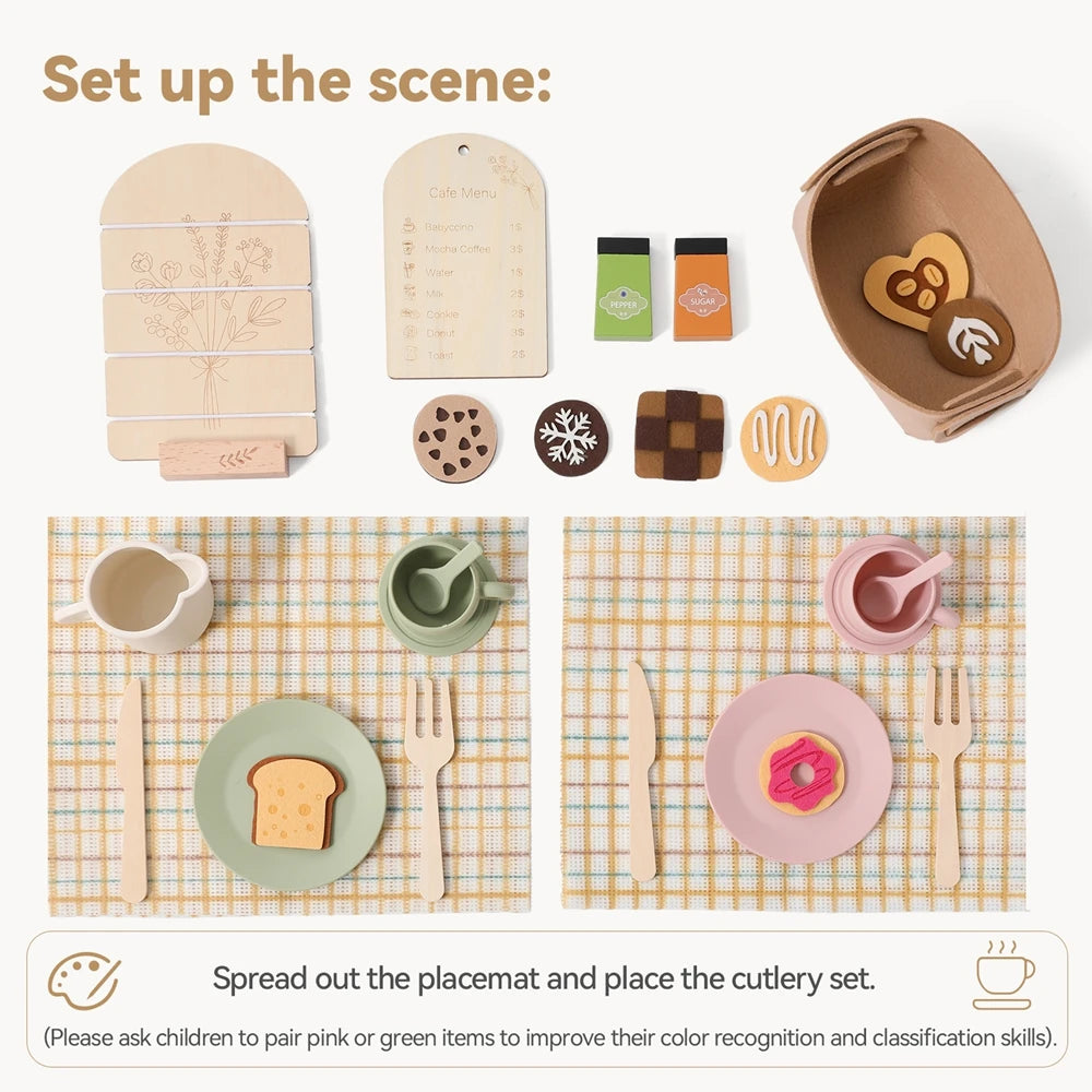 Playing House Afternoon Tea Set Baby Wooden Montessori Toys Numbers Blocks Learning Toy Model Puzzle Toys For Baby Birthday Toy