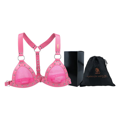 FRKO Sexy Mesh Bra Erotic Costumes Breast Bondage Harness PU Belt Women BDSM Slave Games Underwear Flirting Sex Toys For Couples