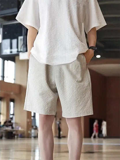 Black Bubble Cloth 4-Part Men's Summer Thin American Quick-Dry Sports Shorts Knee-Length Five-Part Mid-Pants Casual Outdoor S...