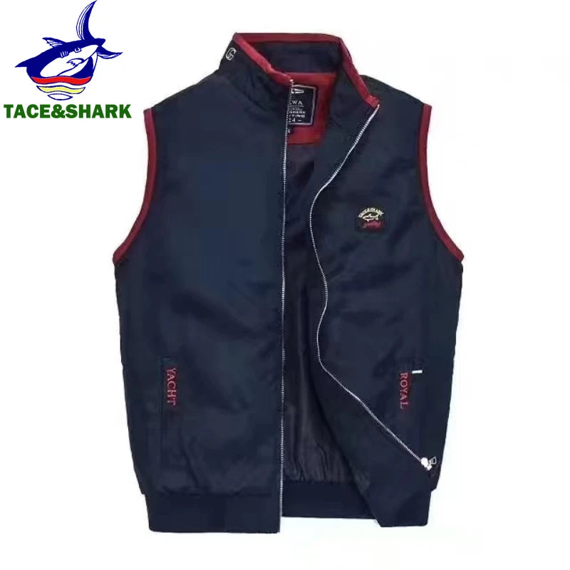 TACE&SHARK Brand Winter Sleeveless Shark Vest Tank Casual Waistcoat Men's Vest Jacket Male Slim Coat Vest Homme Top