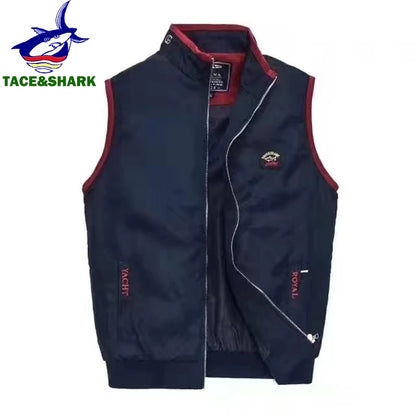 TACE&SHARK Brand Winter Sleeveless Shark Vest Tank Casual Waistcoat Men's Vest Jacket Male Slim Coat Vest Homme Top