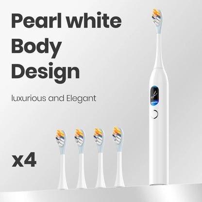 Dr.Yadent Sonic Vibration Sweeping Electric Toothbrush LED Monitor 5 Modes Airplane Mode for Travel Silicone Coated Brush Head