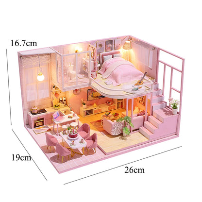 DIY Doll Houses Kits 3D Wooden Puzzles Mini Doll House Assembly Building Furniture Handmade Toys For Xmas Birthday Gifts