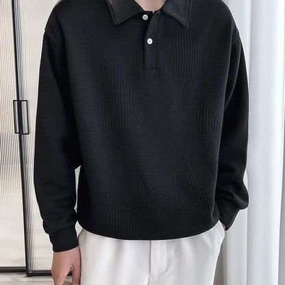 Unicolor Baggy Man Sweatshirt Long Sleeve Polo T Shirt for Men Plain Harajuku Fashion Aesthetic Emo Elasticity Tee Y2k Pullovers
