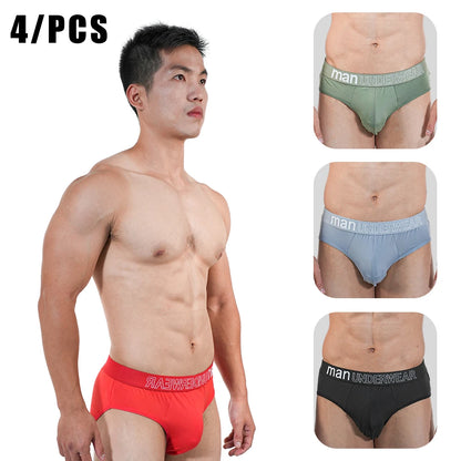 4pcs Mens Briefs Underpants Loose Plus Size Briefs Mid Waist Black Gray Sports Underwear Heavyweight Boys Breathable Panties 6XL