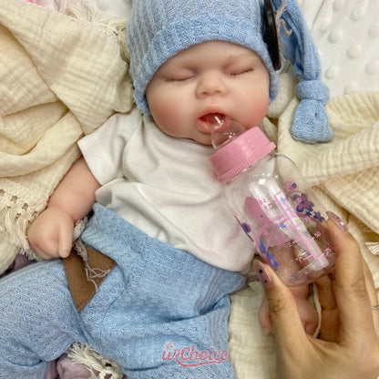 19inch Chubby Full Soft Silicone Reborn Doll Can Open Mouth Fine Realistic Features Companion Toy For Emotional Support