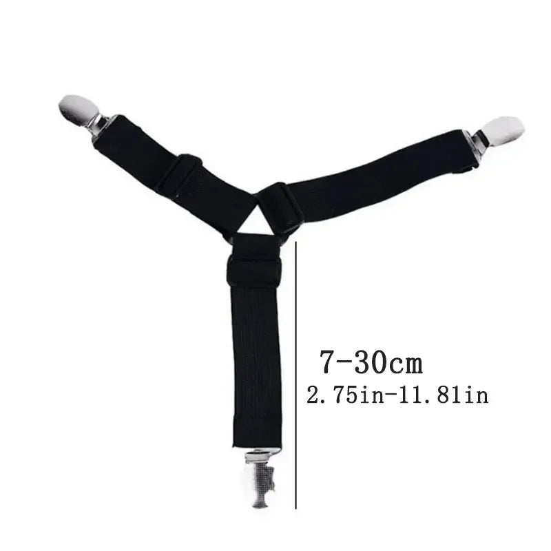4Pcs Bed sheet strap, adjustable elastic fastener, with metal clip, fixed and fixed bed frame, easy-to-install strap mattress