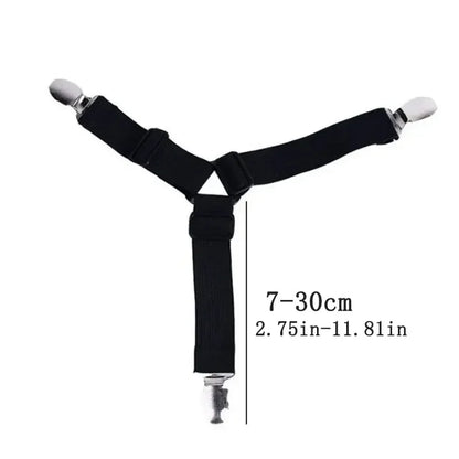 4Pcs Bed sheet strap, adjustable elastic fastener, with metal clip, fixed and fixed bed frame, easy-to-install strap mattress