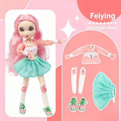 Fashion Doll Original 5-inch BJD Doll: Beiji Dihua'er Cute Art Figure with Articulated Joints and Doll Clothes