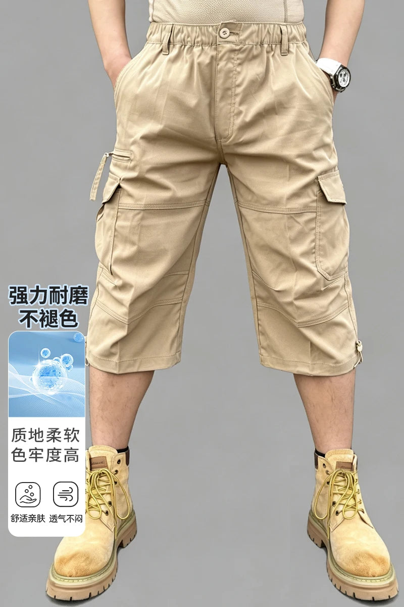 Men's Cargo Shorts New Summer Fashion Multi-Pocket Outdoor 7-Point Pants Daily Outing Hiking Camping Fishing Comfortable Shorts