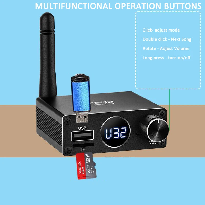 New 2 in 1 Long Range Bluetooth 5.3 Audio Transmitter Receiver RCA 3.5mm AUX Stereo Wireless Adapter For PC TV Headphones Car