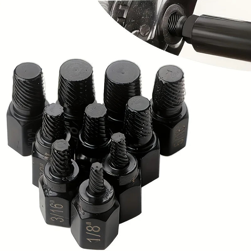 10Pcs Damaged Screw Extractor Drill Bit Set Hex Head Easy Out Bolt Extractor Spiral Broken Screw Remover Tool For Nuts Bolts