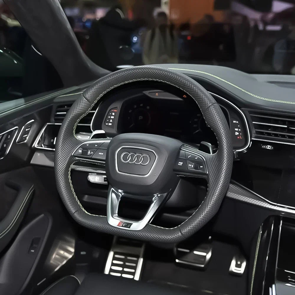 Automobile Steering Wheel Logo Bright Frame Strip Electroplated Car Logo Sticker For Audi A3 A4 B8 8P B9 8V A5 A6 C7 A7 Q3 Q5 Q7