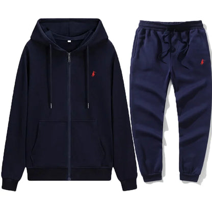 New Men's Autumn and Winter Classic Hoodie and Sweatpants, Suitable for Leisure Fitness, Warm Sports Set