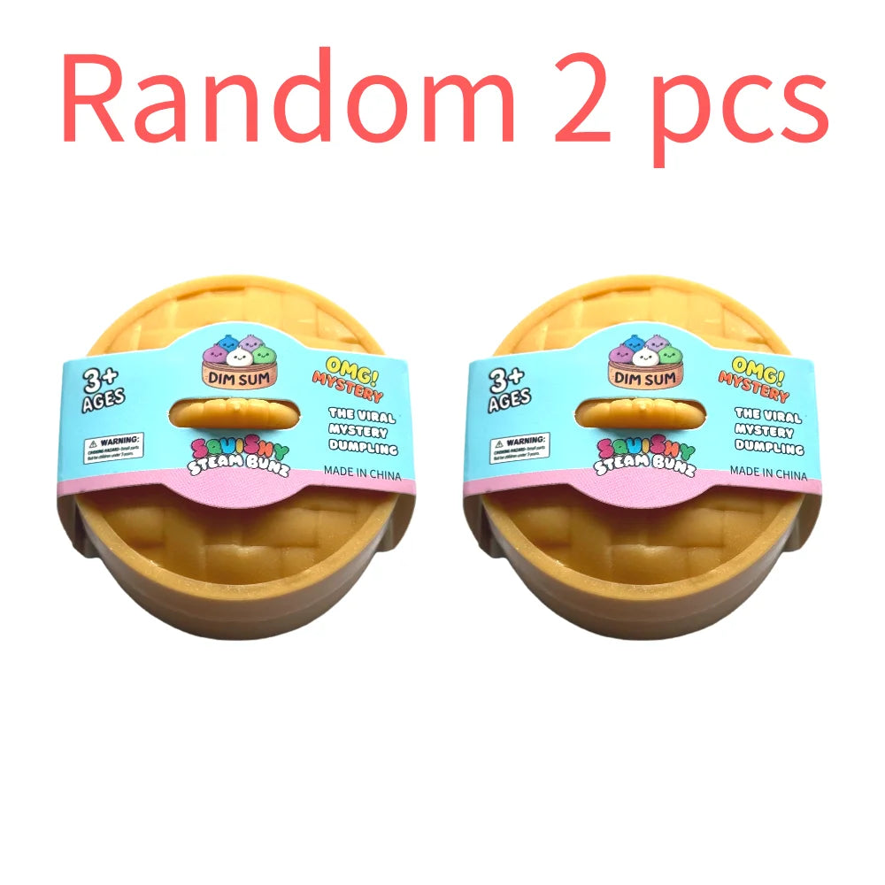 Mini Dumpling Squeeze Toy with Bamboo Steamer, Soft TPR Dough Ball, Realistic Decompression Fidget Toy, Stress Relief Gift
