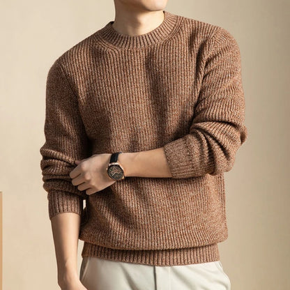 Men’s 7-Needle Wool Sweater, 100% Wool Heavyweight, Autumn Winter Thickened, Brown Coffee 4 Colors