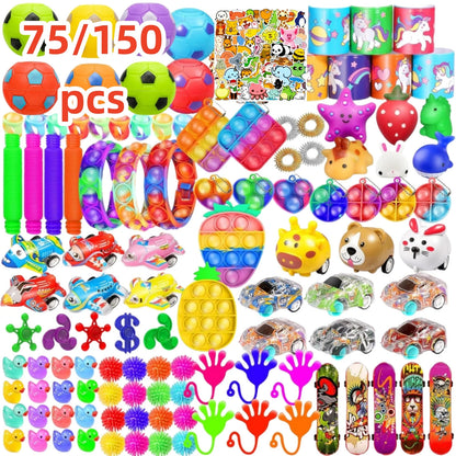 75/150Pack Fidget Toys Bulk, Party Favors for Kids, Treasure Box Toys for Classroom, Stocking Stuffers Goodie Bag for Boys Girls