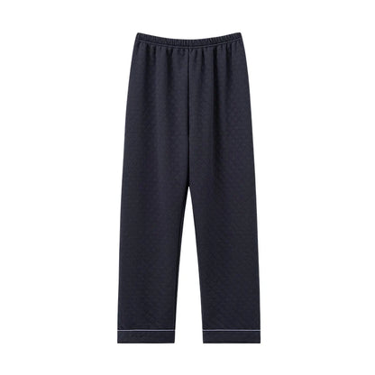 Man pajamas pants autumn winter 3layers cotton interlayer long pants Japanese style elastic waist casual male home sleep bottoms