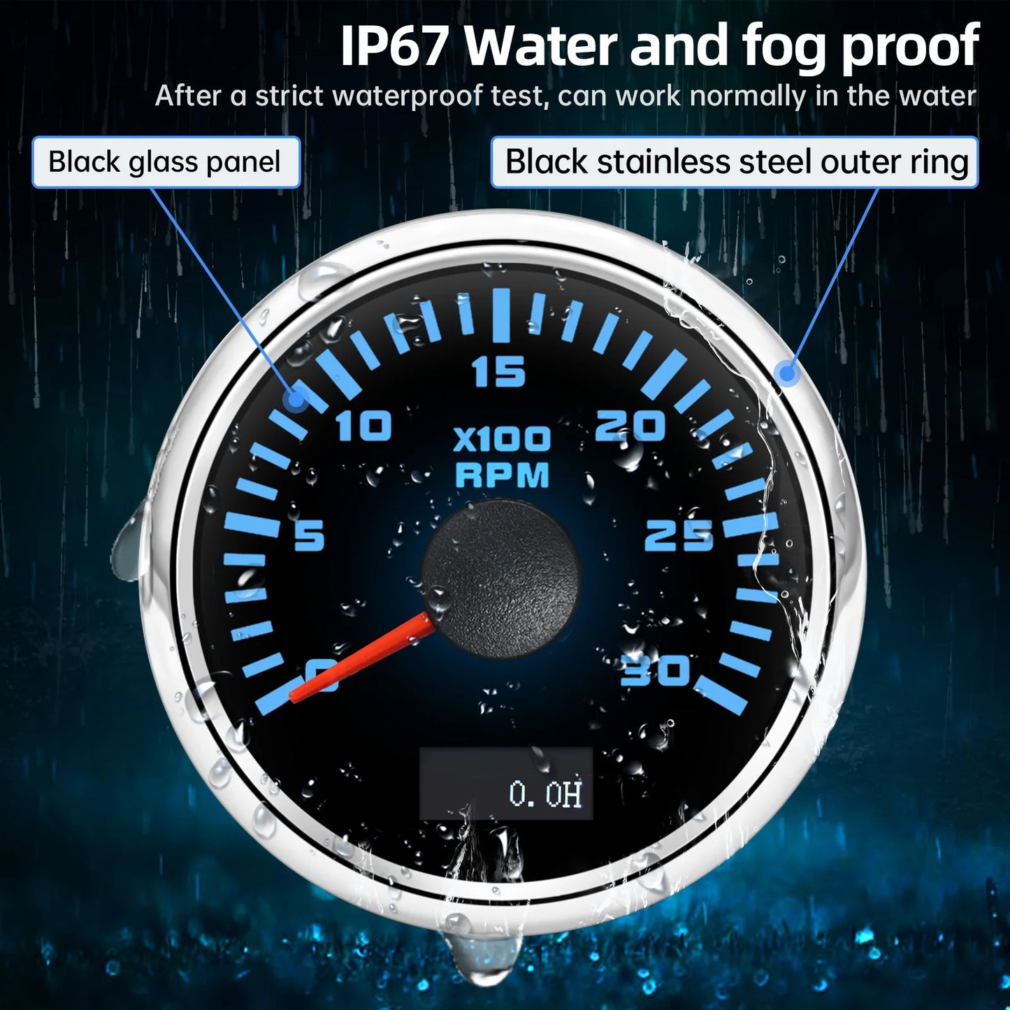 3000/4000/6000/7000/8000 RPM Gauge with Hourmeter Gauge 52mm Tachometer Waterproof 7 Color Backlight Tacho Gauge For Car Boat