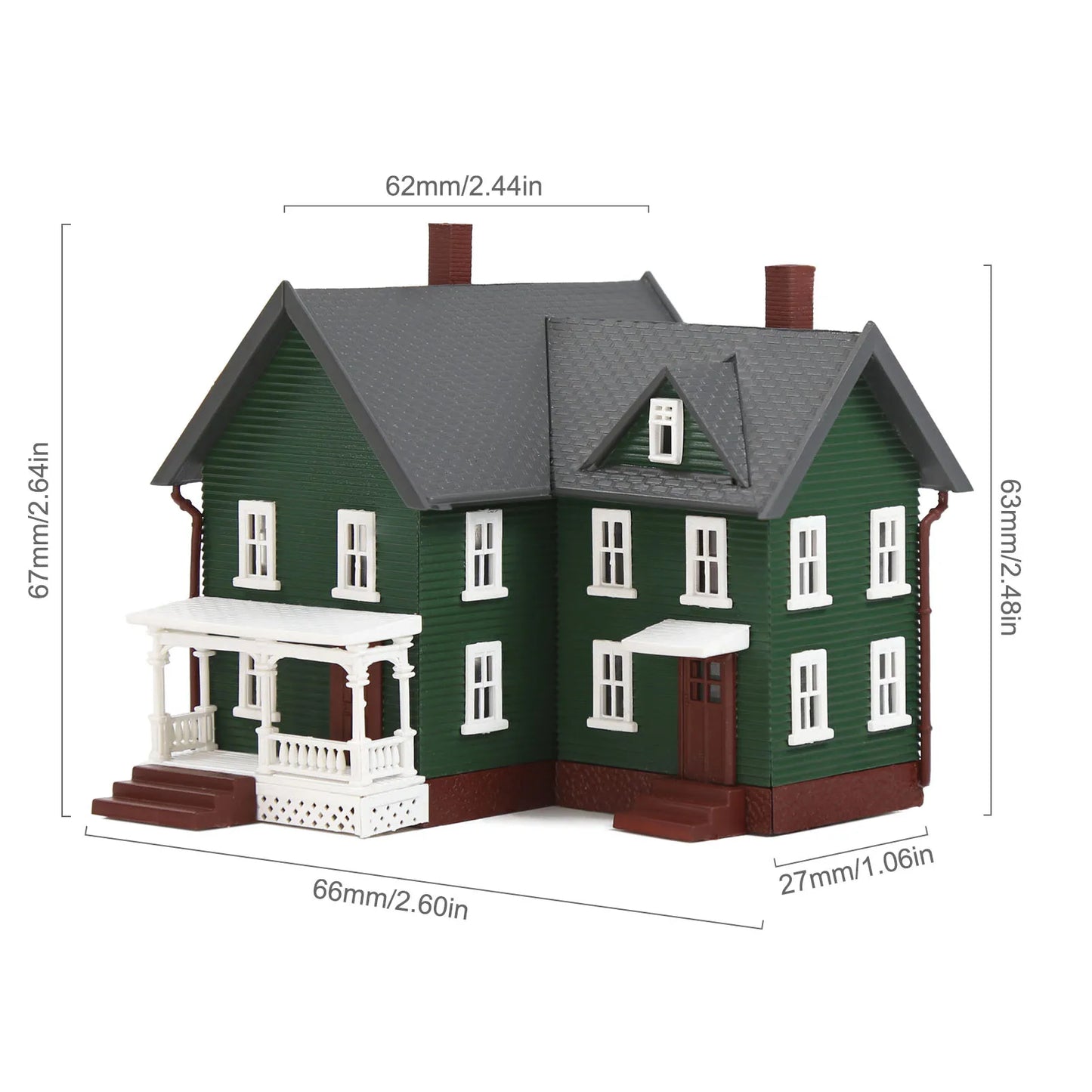 Evemodel N Scale Model Dwelling House Pre-built Painted Two-story Building
