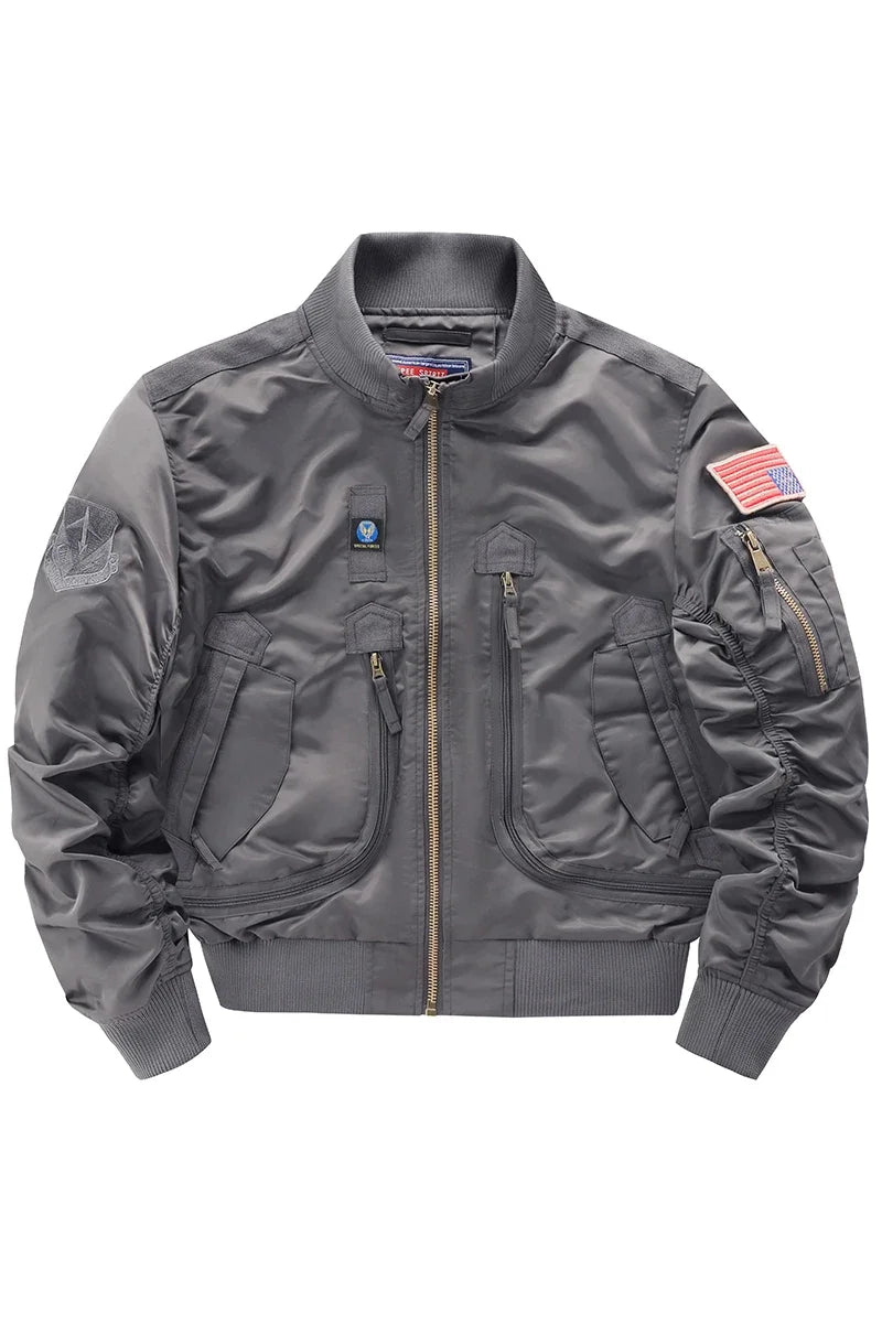 Men's flight jacket - waterproof field coat Fashionable stand up collar outdoor training clothes, streetwear tops, outerwear
