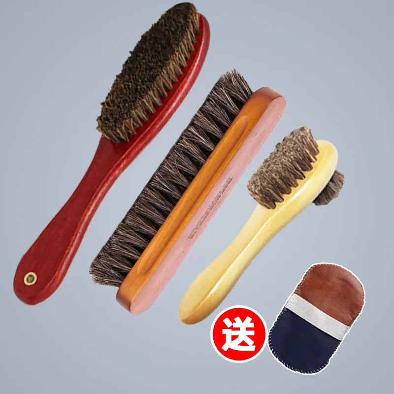 Soft Bristle Horse Hair Brush Shoe Cleaner Stain Remover for Velvet Matte Leather Dusting And Polishing