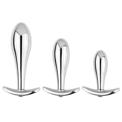 Rose Gold Rainbow Metal Anal Beads Butt Plug Set Colorful Crystal Mini Small Medium Large Anal Plug Jewelry Sex Toy Insert