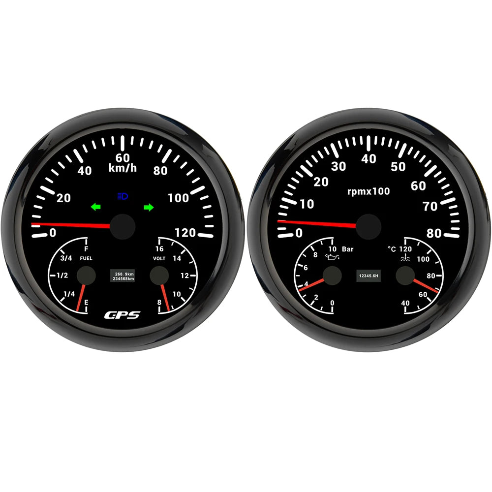 ELING 110mm Car 3in1 Multifunctional GPS Speedometer 120K 200K with Tachometer with Oil Pressure Water Temp Fuel Level Voltmeter