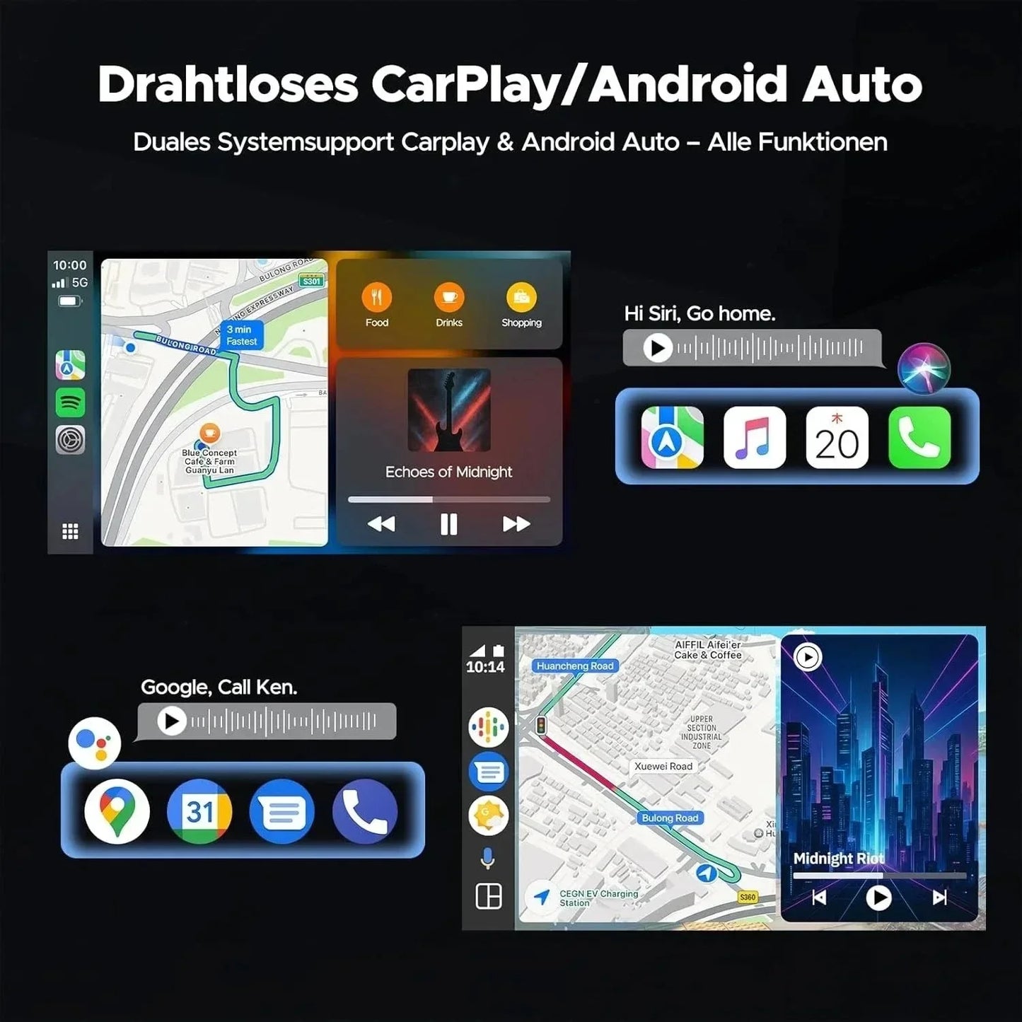 Ottocast Ai 11.4" Wireless Carplay Screen Android 15 Car Radio Multimedia Video Split-screen For Netflix YouTube Play Store