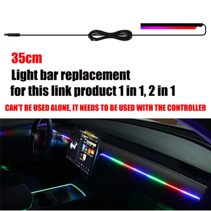 LED Symphony Ambient Lights Strip Car Interior Streamer RGB LED Neon Hidden Acrylic Strip Decoration Atmosphere Lamp USB