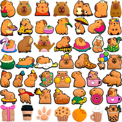 10-50pcs Cute Animals Capybara Shoe Charms PVC Shoes Accessories Decoration Buckle for Clog Sandals Wristband Kids Party Gift