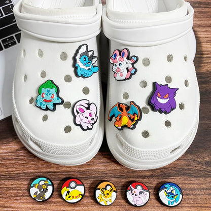 25-72Pcs Potdemiel Pokemon Series Shoe Charms For Slides Clog Sandals Shoes Decorations Accessories For Christmas Birthday Gifts
